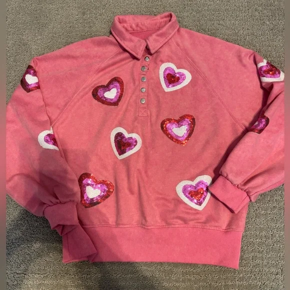Boutique Hearts Pink Sweatshirt | Similiar to Queen of Sparkles size small - Picture 1 of 6